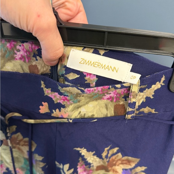 Zimmermann Navy Floral Silk Crepe Wide Leg Pants - Picture 7 of 7